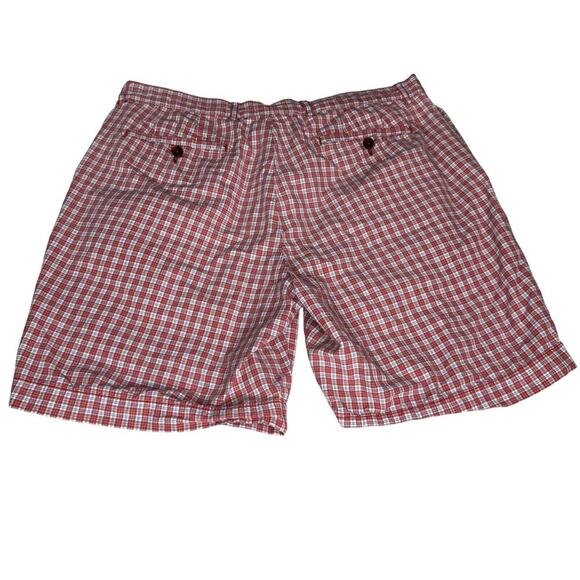 Cremieux Men's size 35 Red Plaid Shorts Mid Rise Flat Front Chino Pockets - Picture 2 of 10